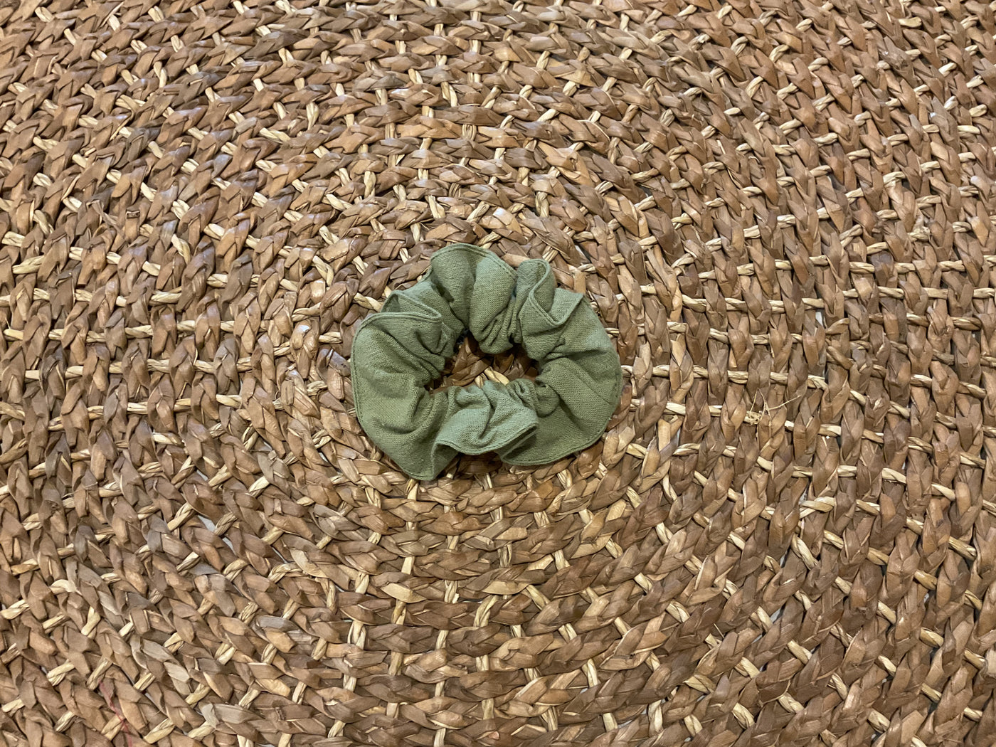 Sable Small Linen-Cotton Scrunchie