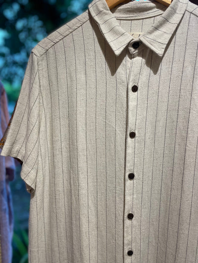 Leo Linen Shirt for Men - Cream Stripes