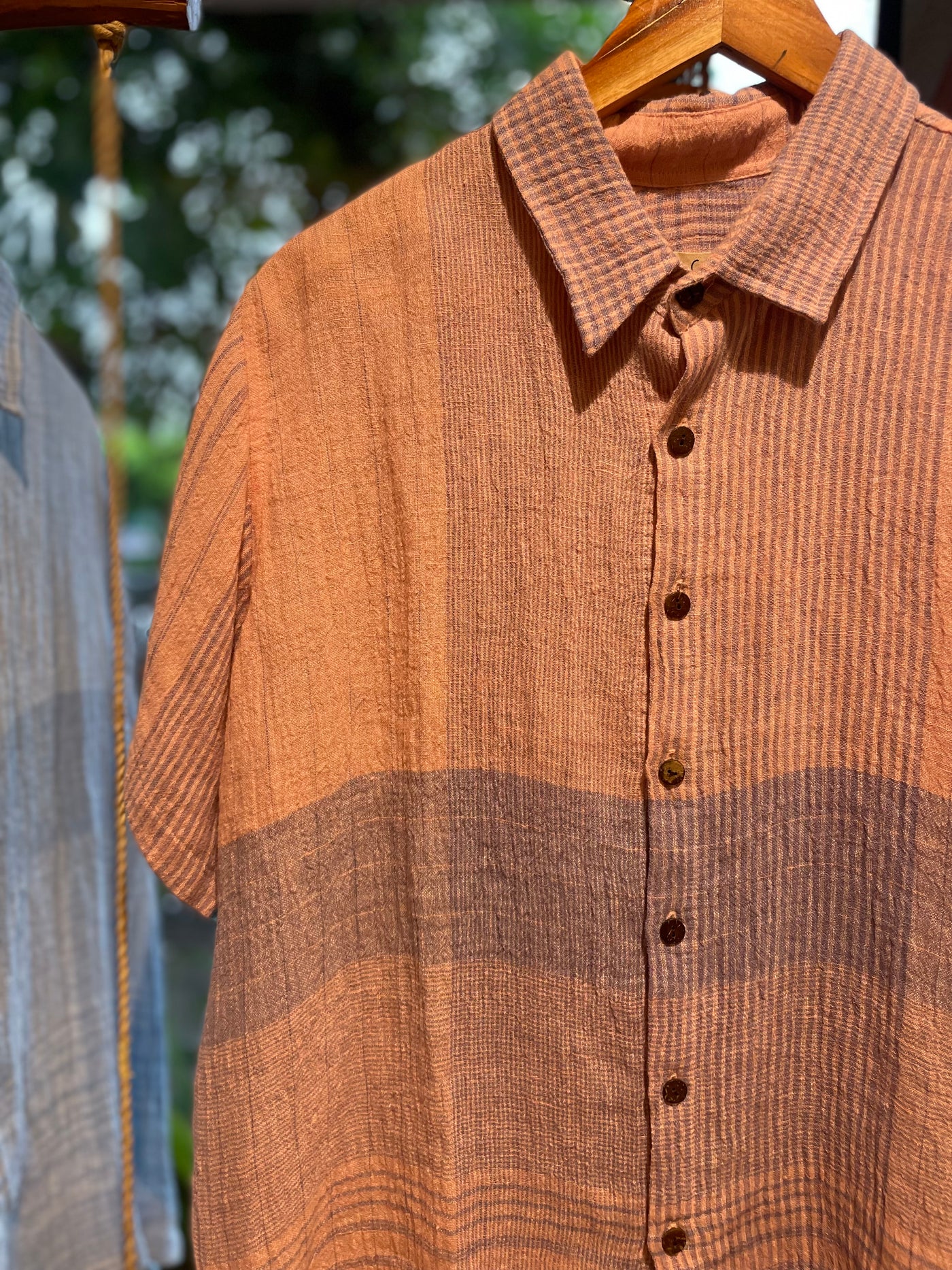 Leo Linen Shirt for Men - Mini Checkered Blue Pink