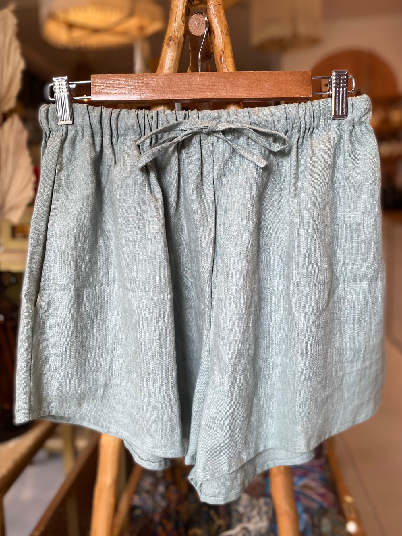 Naya Linen Short - Ice Berg Green
