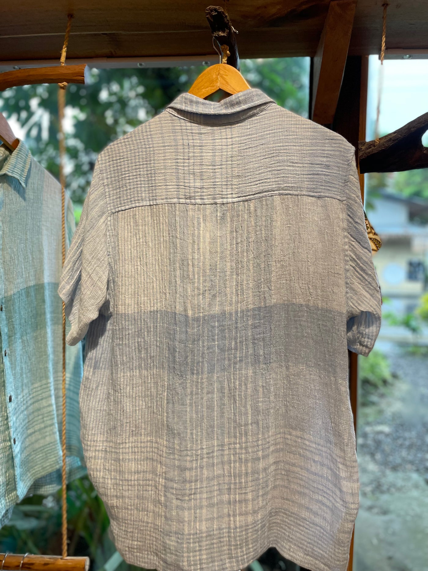 Leo Linen Shirt for Men - Mini Checkered Sky Blue