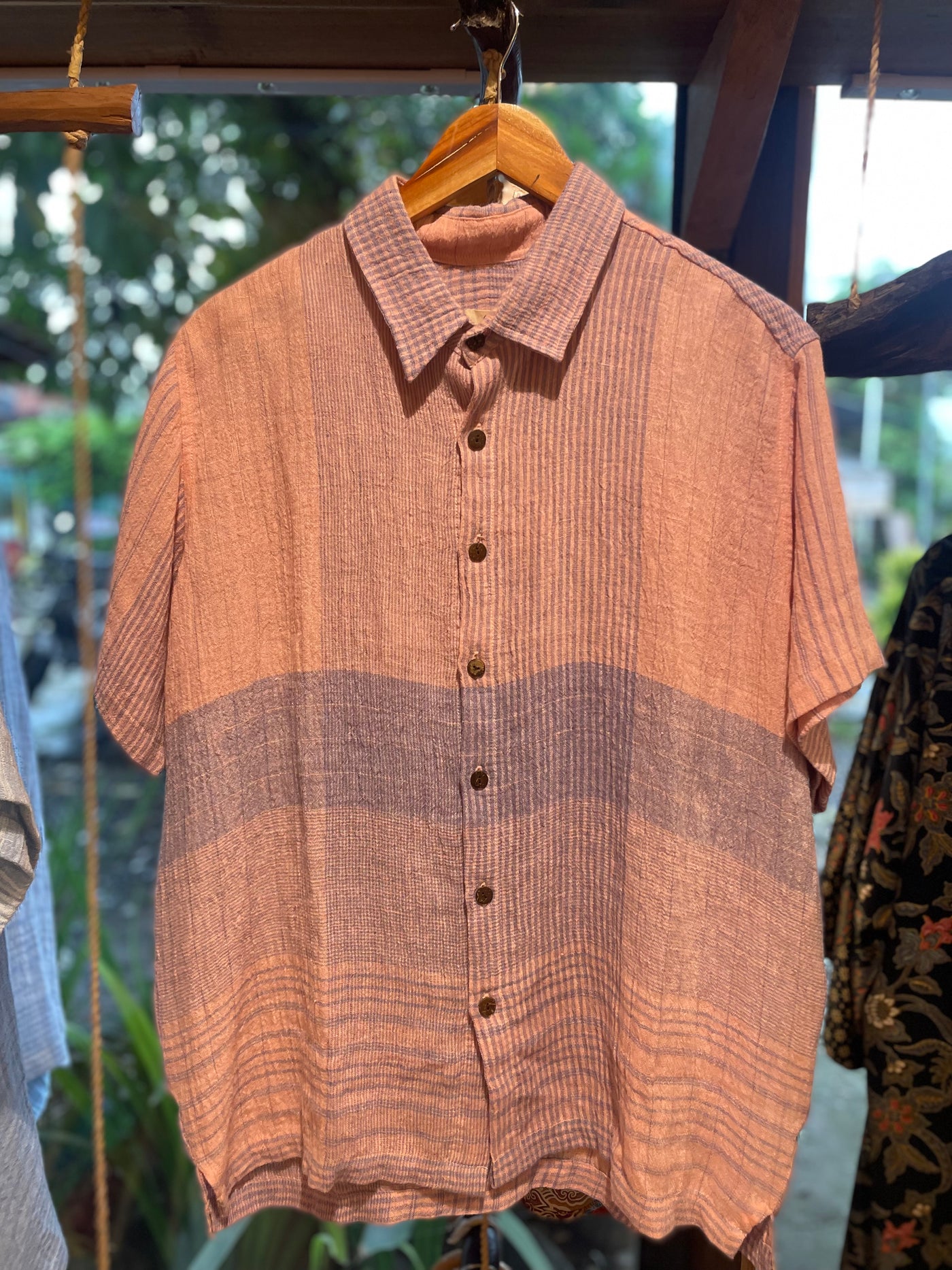 Leo Linen Shirt for Men - Mini Checkered Blue Pink