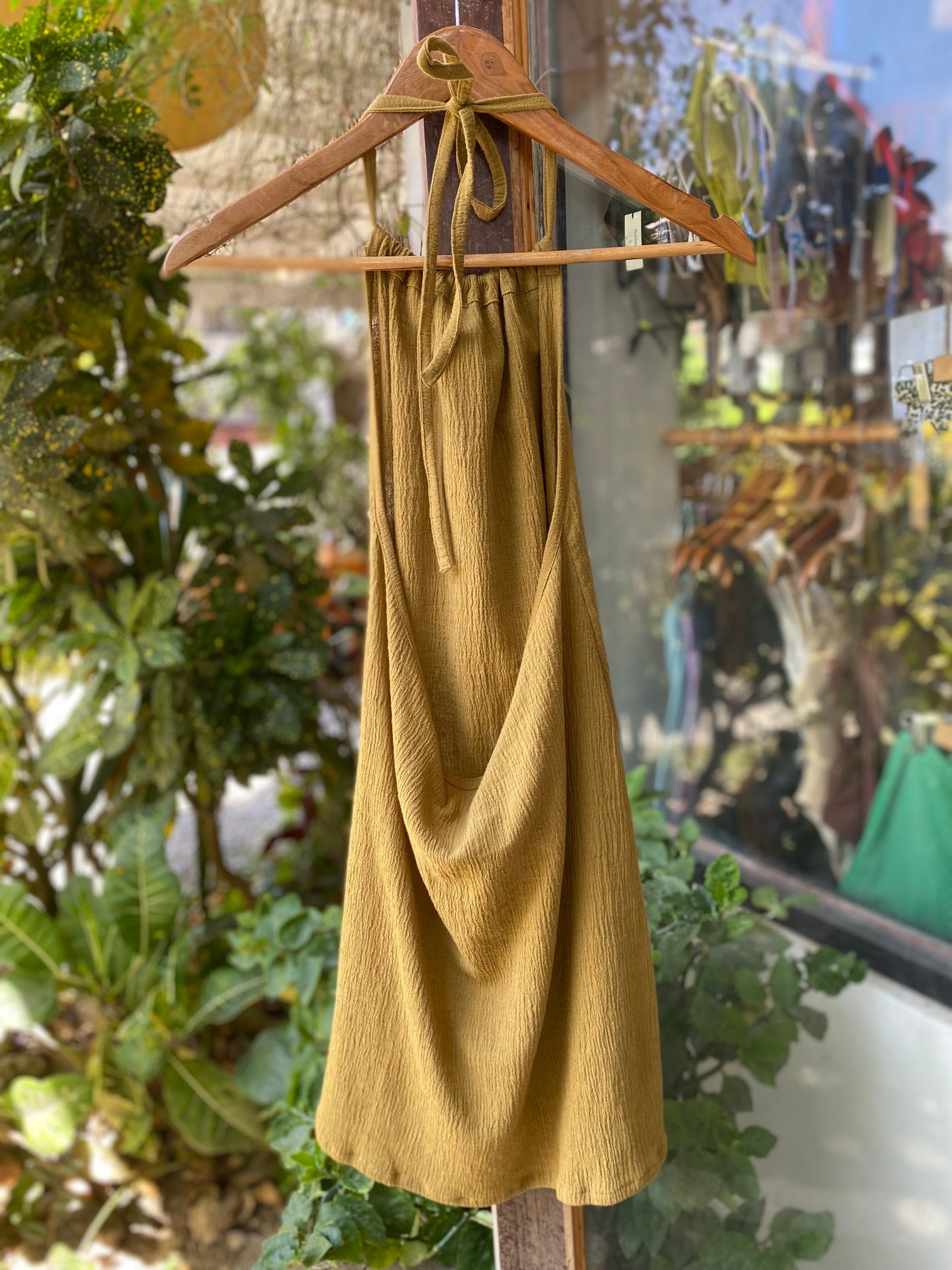 Saya Mini Rope Dress - Gold Olive