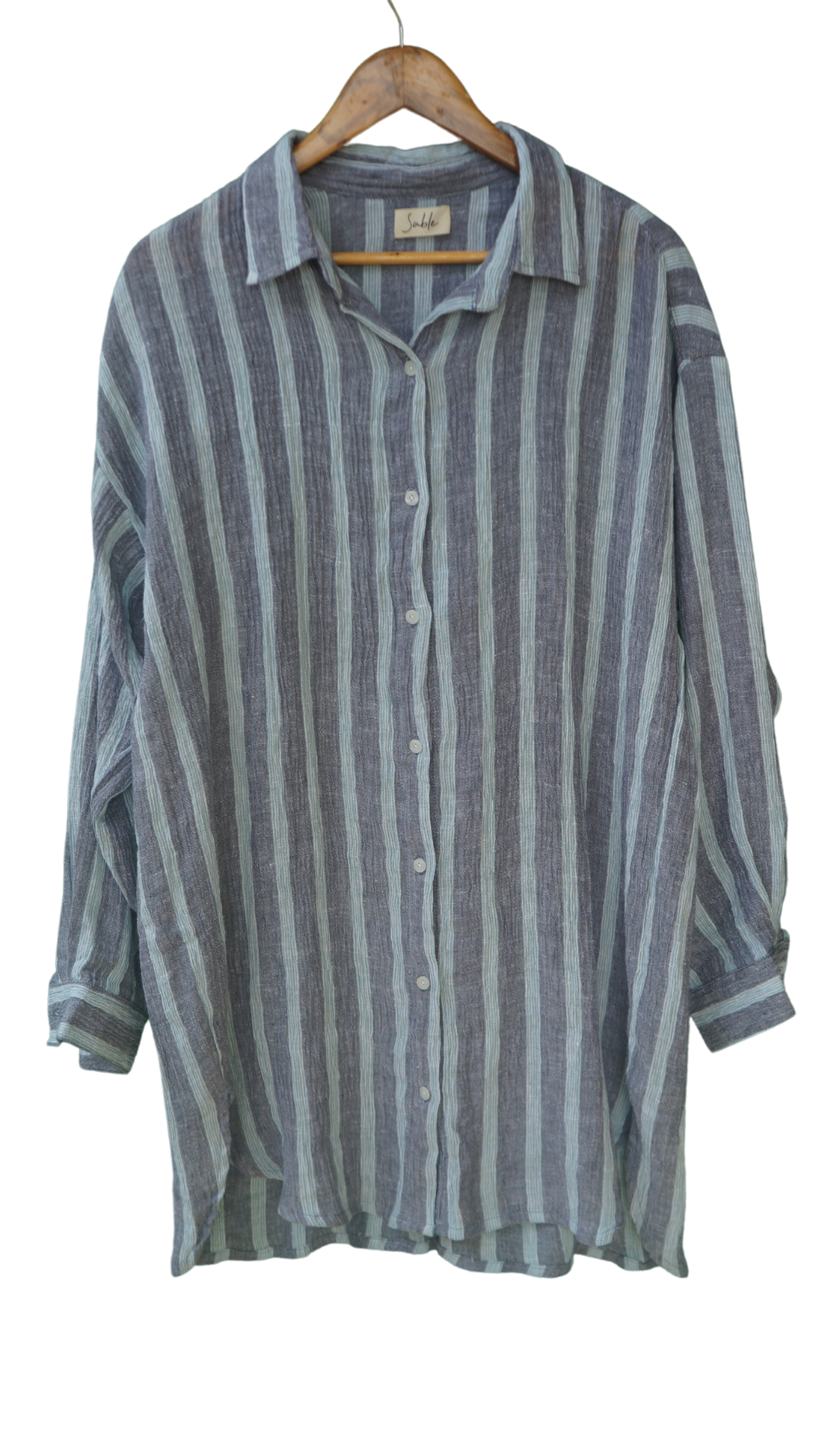 Talia Linen Shirt dress - Blue Stripes
