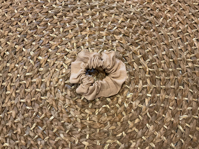 Sable Small Linen-Cotton Scrunchie