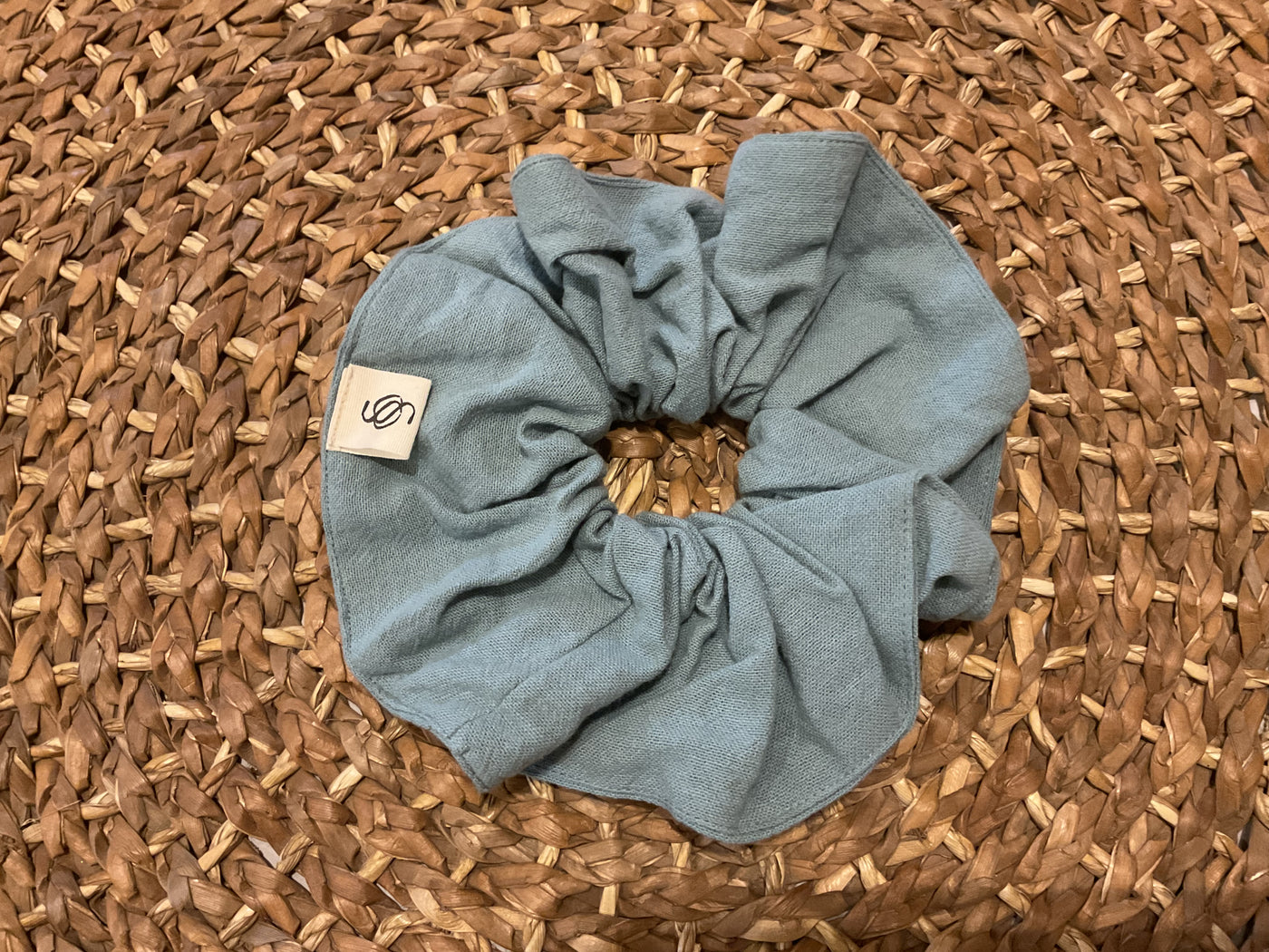 Sable Jumbo Linen-Cotton Scrunchie