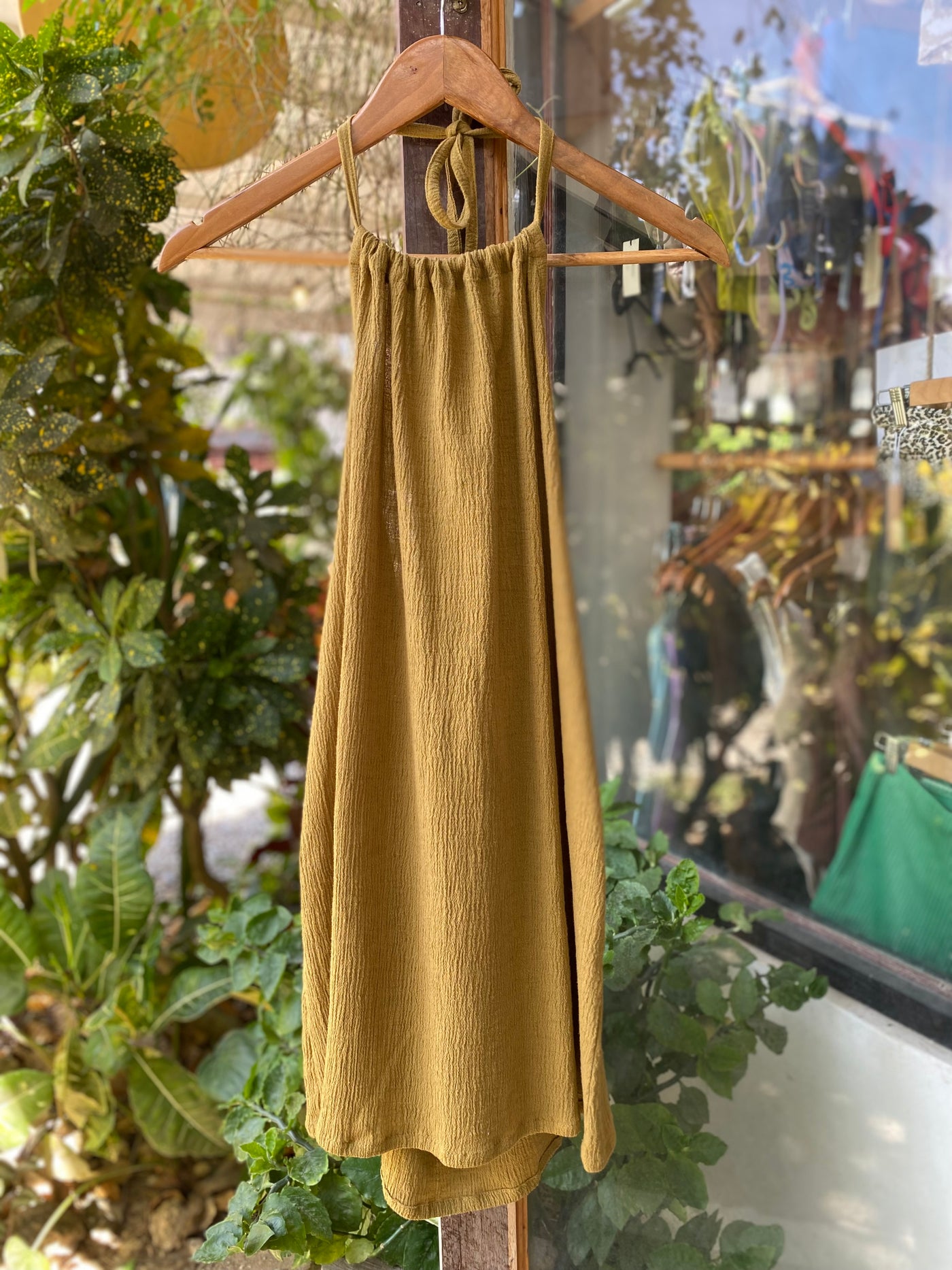 Saya Mini Rope Dress - Gold Olive
