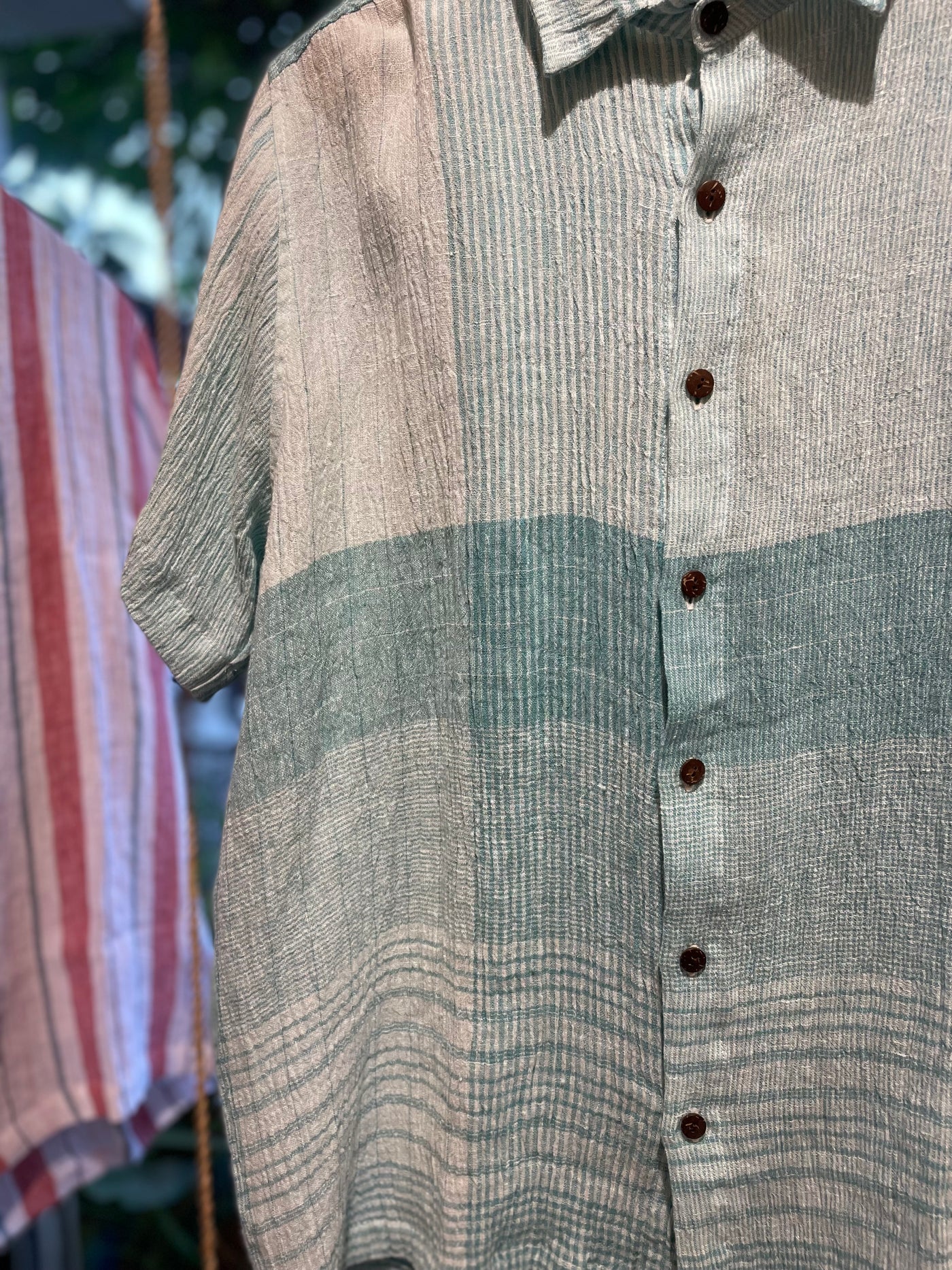 Leo Linen Shirt for Men - Mini Checkered Green
