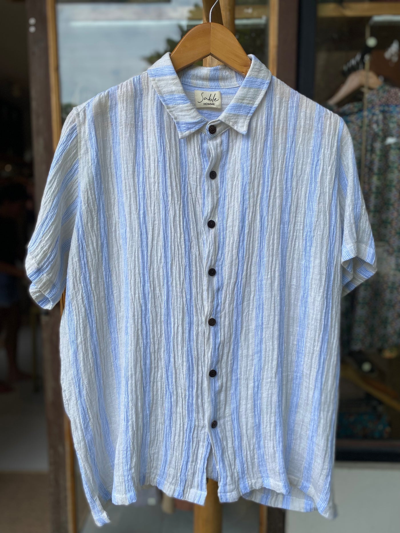 Leo Linen Shirt for Men - Clay Stripes