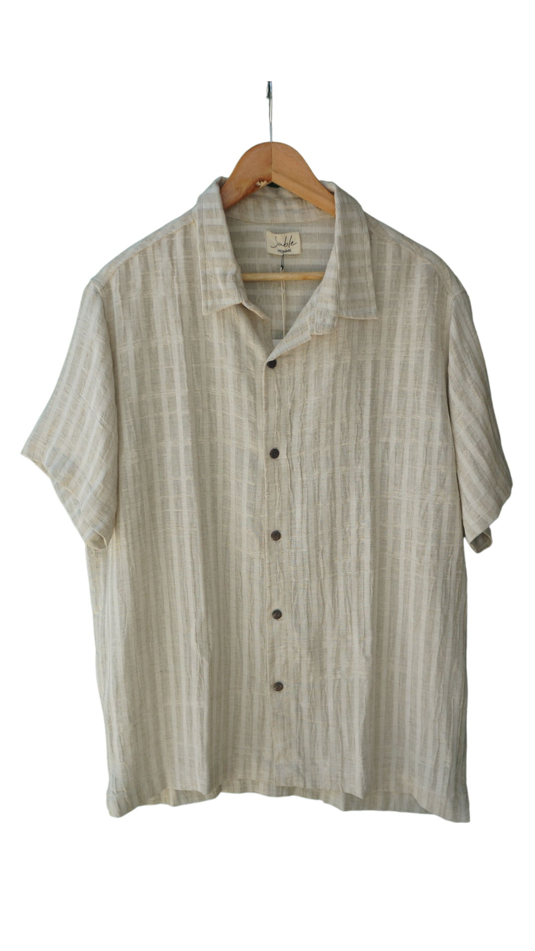 Leo Linen Shirt for Men - Beige stripes