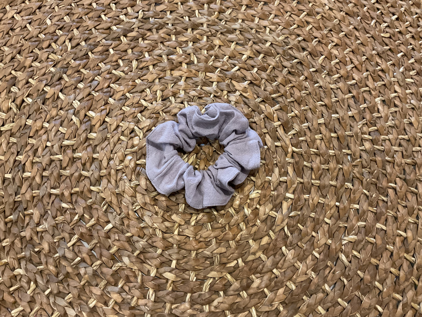 Sable Small Linen-Cotton Scrunchie