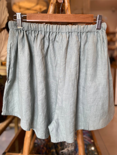 Naya Linen Short - Ice Berg Green