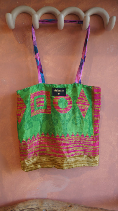 Chiquito Silk Bag - Green and Purple (CH2402)