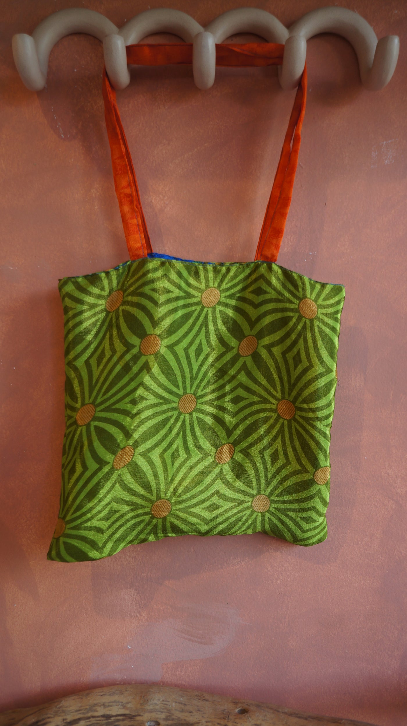 Chiquito Silk Bag - Blue and Green Leaves (CH2404)