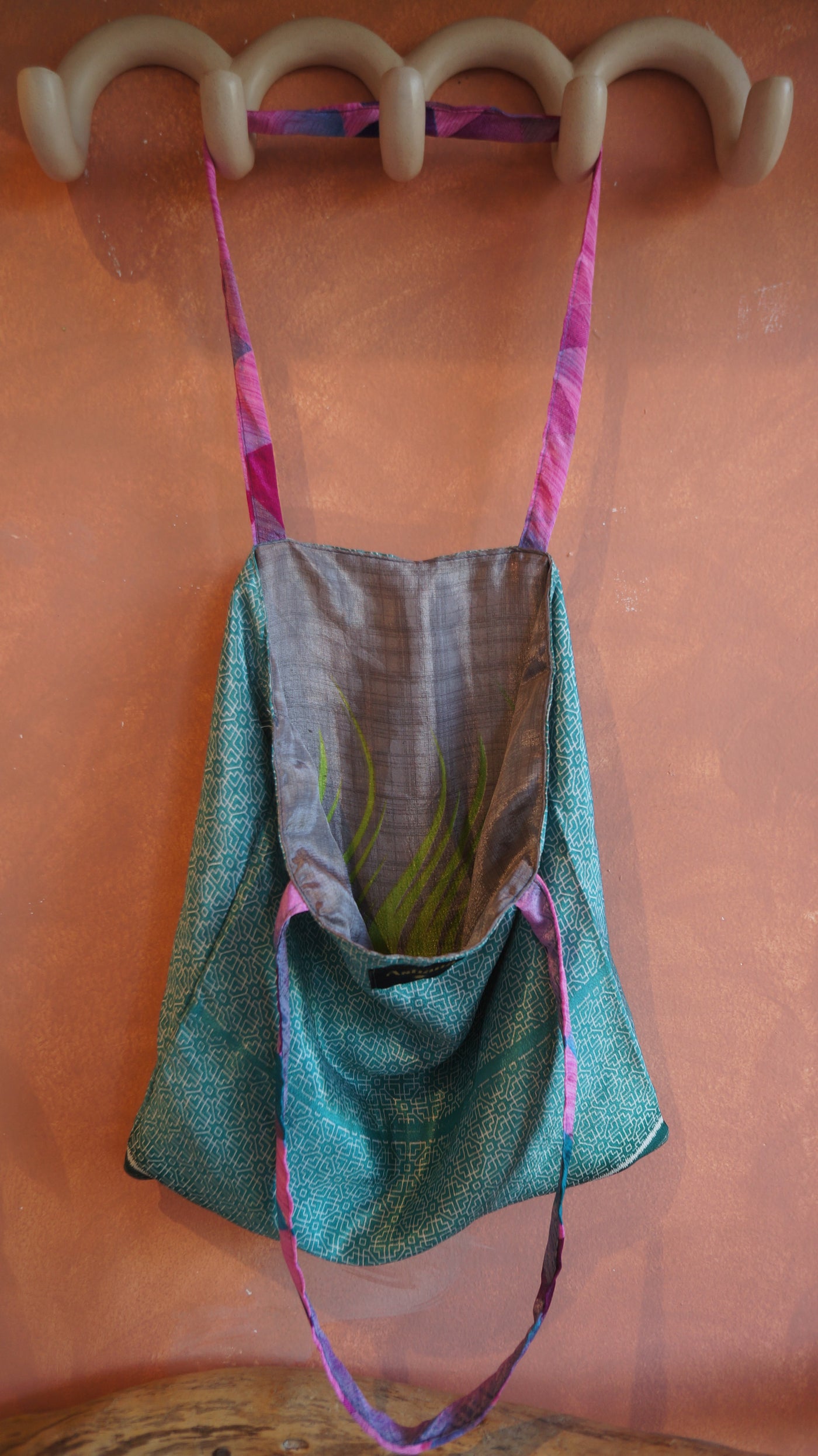 Chiquito Silk Bag - Blue and Rainbow Green (CH2410)