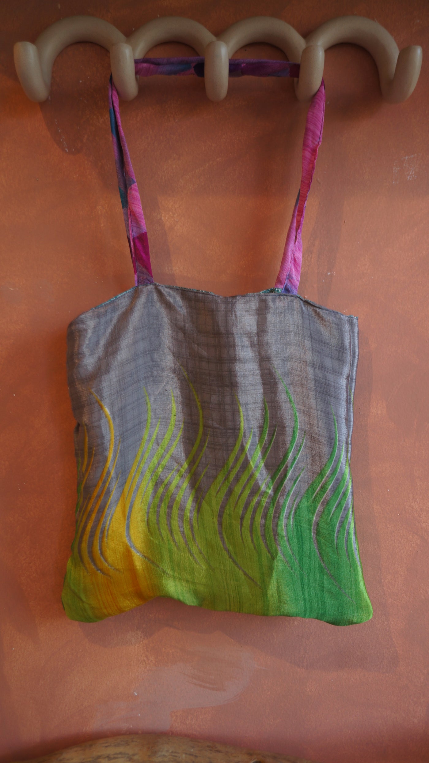 Chiquito Silk Bag - Blue and Rainbow Green (CH2410)