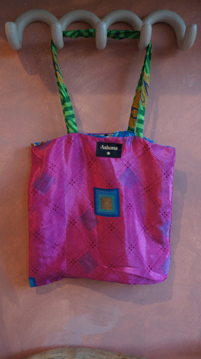 Chiquito Silk Bag - Pink and Blue Square (CH2414)