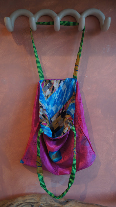 Chiquito Silk Bag - Pink and Blue Square (CH2414)