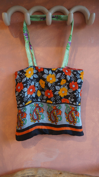 Chiquito Silk Bag - Pink and Florals (CH2415)