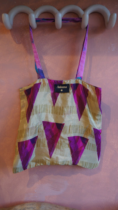 Chiquito Silk Bag - Beige and Purple Cone (CH2416)