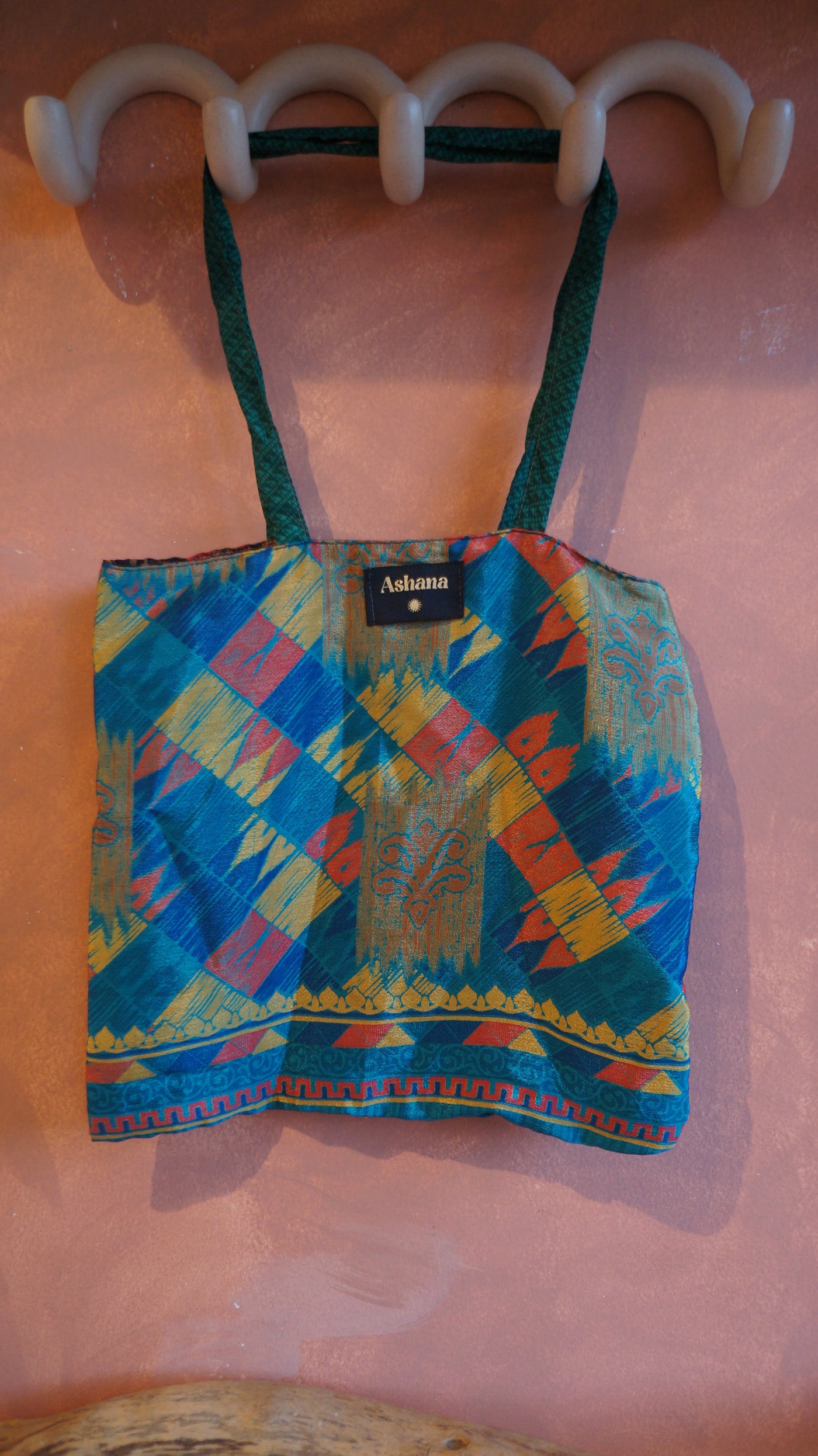 Chiquito Silk Bag - Blue and Tangerine Abstract (CH2419)