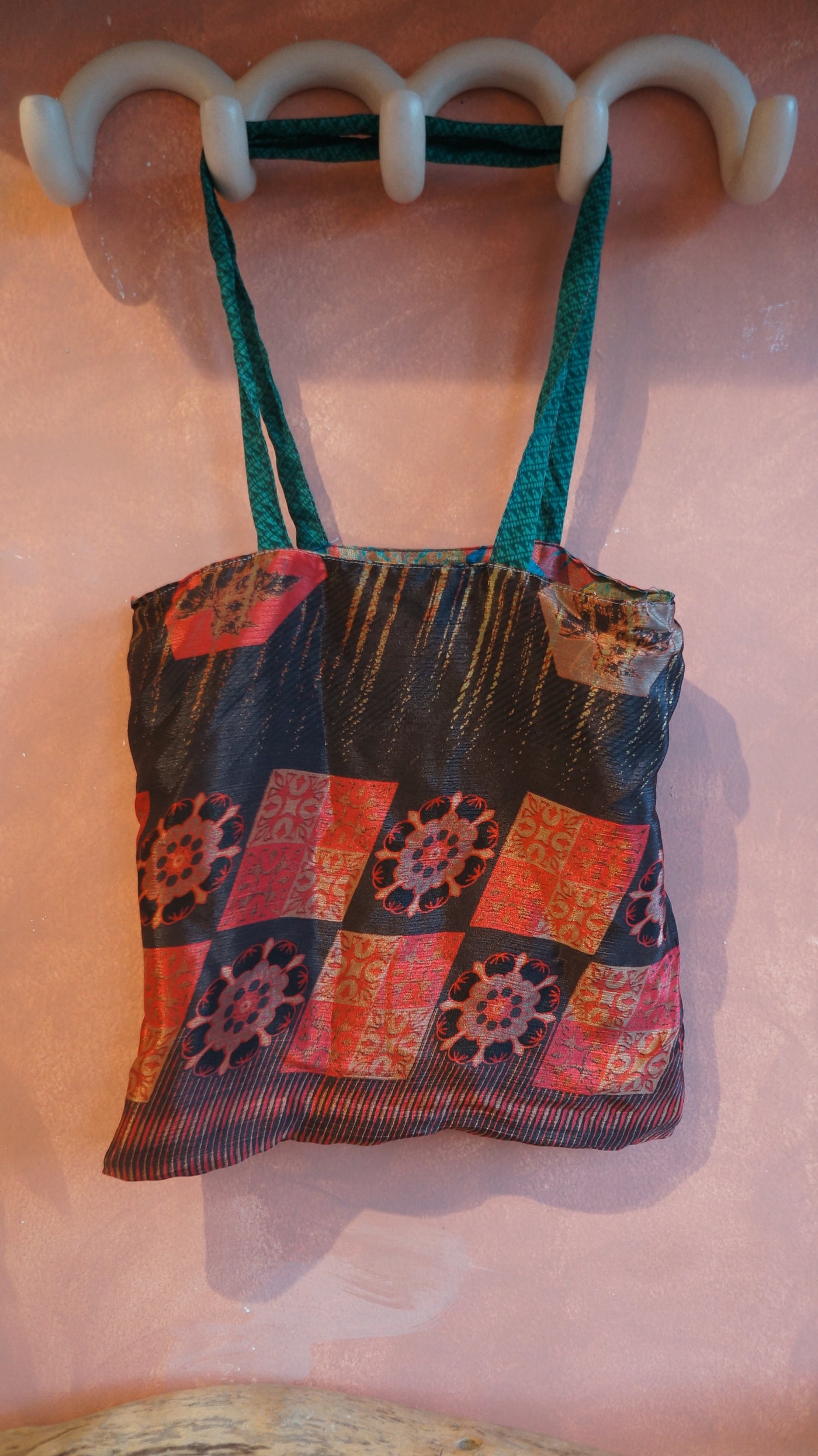 Chiquito Silk Bag - Blue and Tangerine Abstract (CH2419)