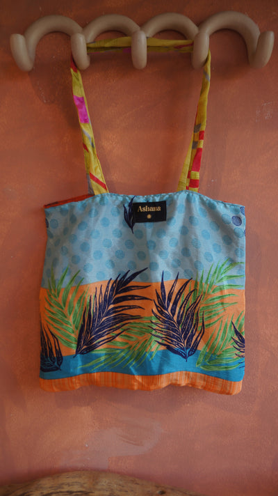 Chiquito Silk Bag - Light Blue and Tangerine (CH2423)