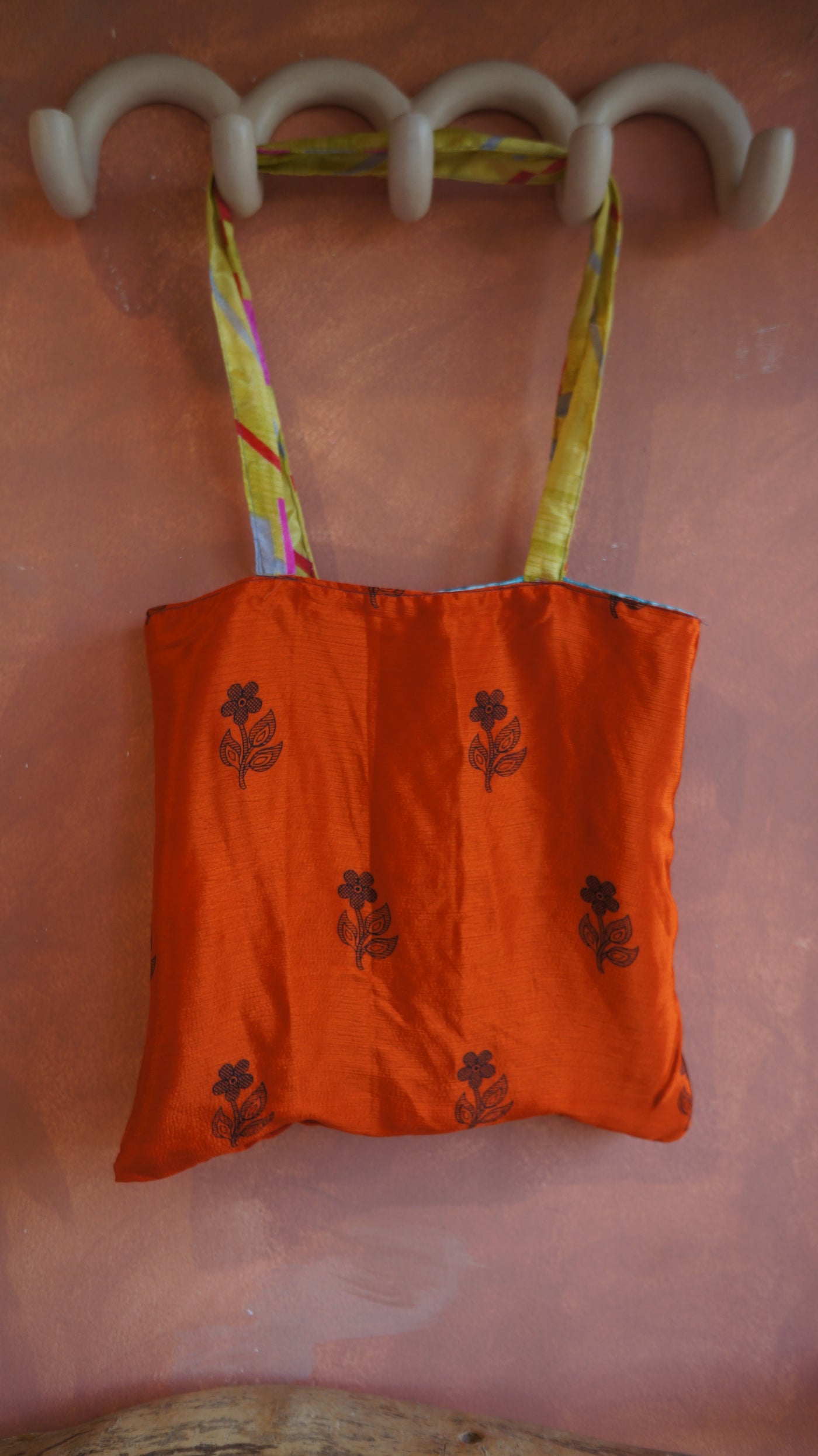 Chiquito Silk Bag - Light Blue and Tangerine (CH2423)