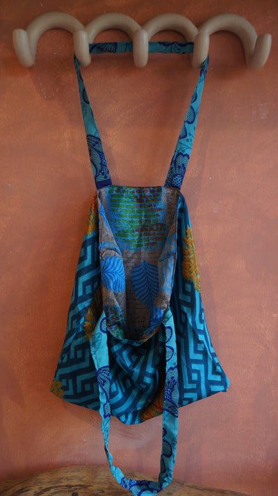 Chiquito Silk Bag - Blue and Green Leaves (CH2424)