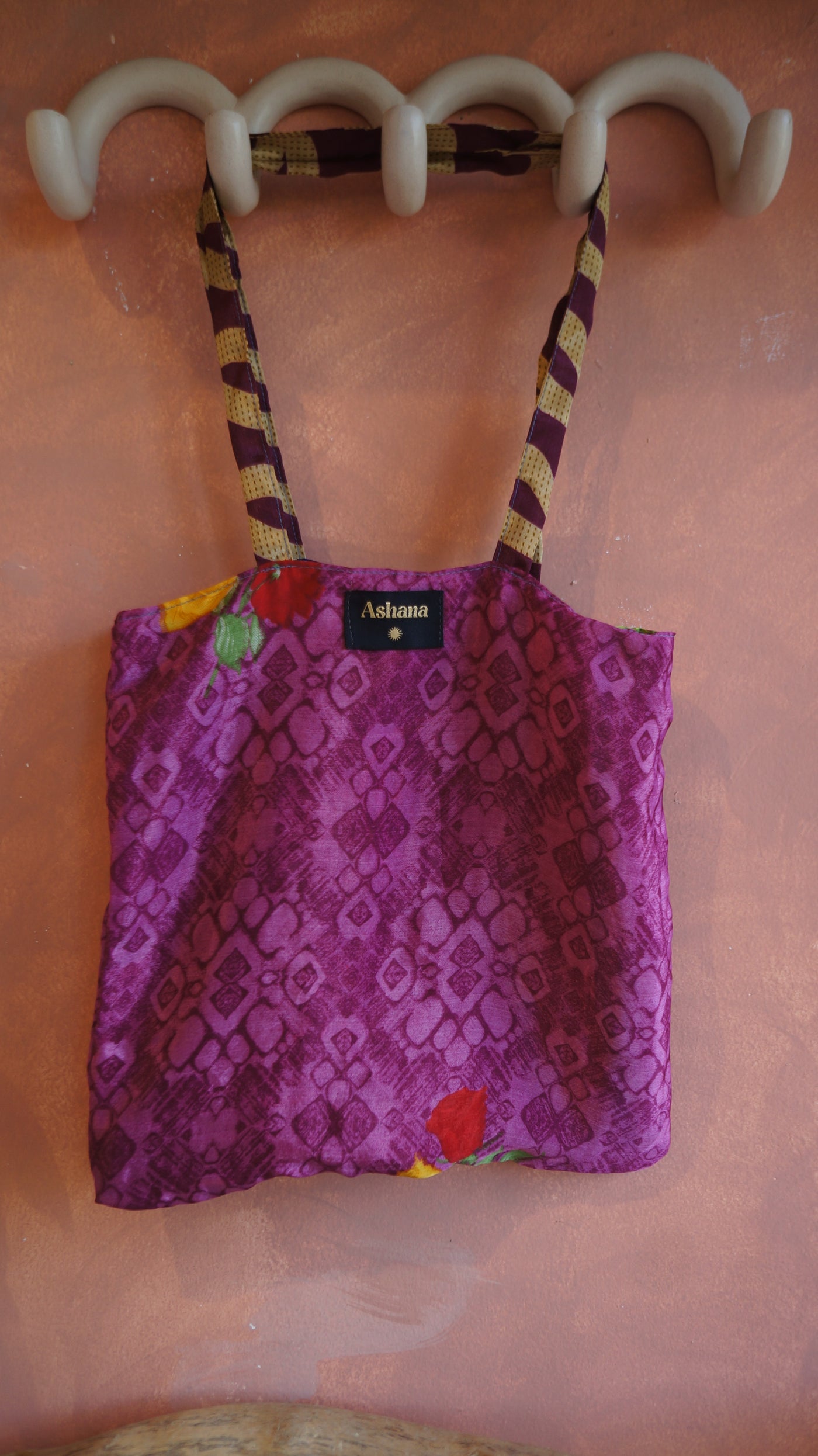 Chiquito Silk Bag - Purple and Green Floral (CH2425)