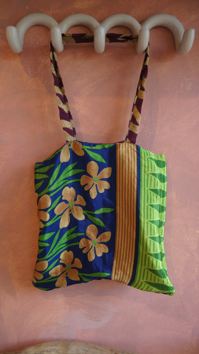 Chiquito Silk Bag - Purple and Green Floral (CH2425)