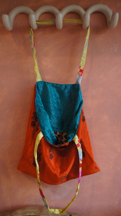 Chiquito Silk Bag - Tangerine and Blue Panther (CH2431)
