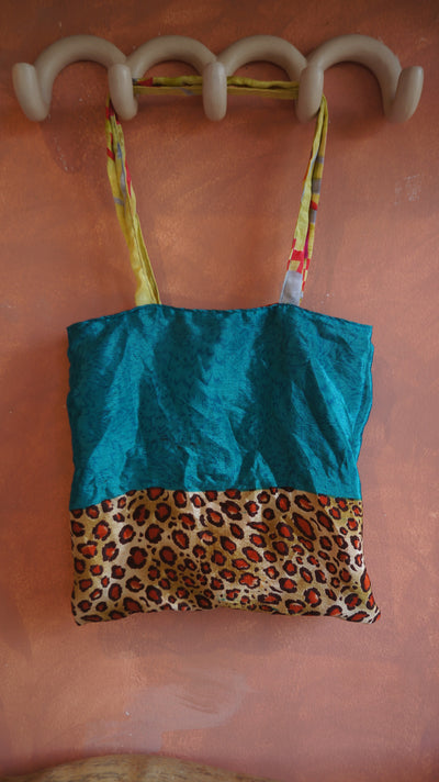 Chiquito Silk Bag - Tangerine and Blue Panther (CH2431)