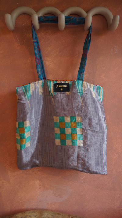 Chiquito Silk Bag - Lilac Cubes and Tangerine (CH2432)