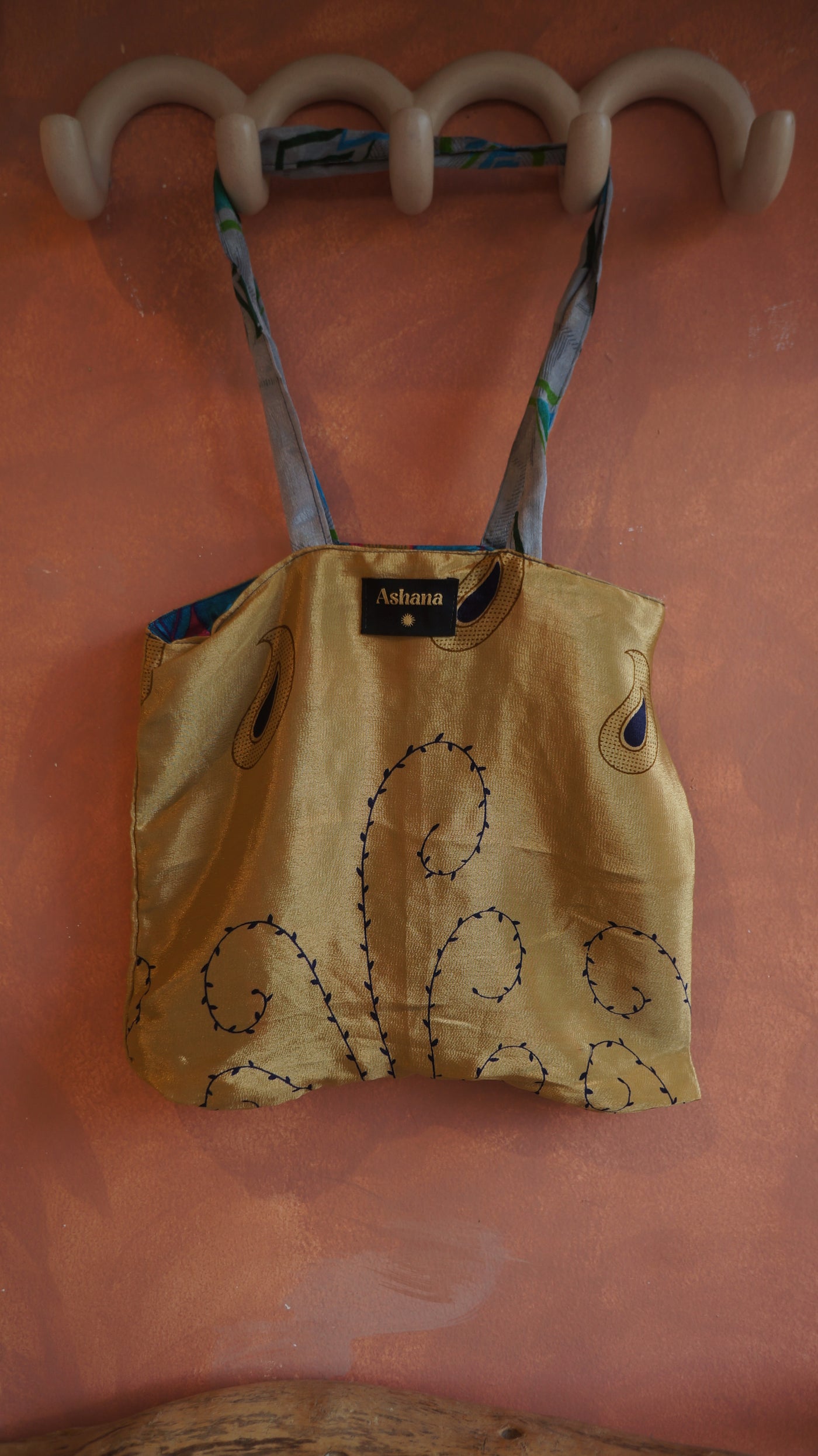 Chiquito Silk Bag - Brown and Blue Orange (CH2439)