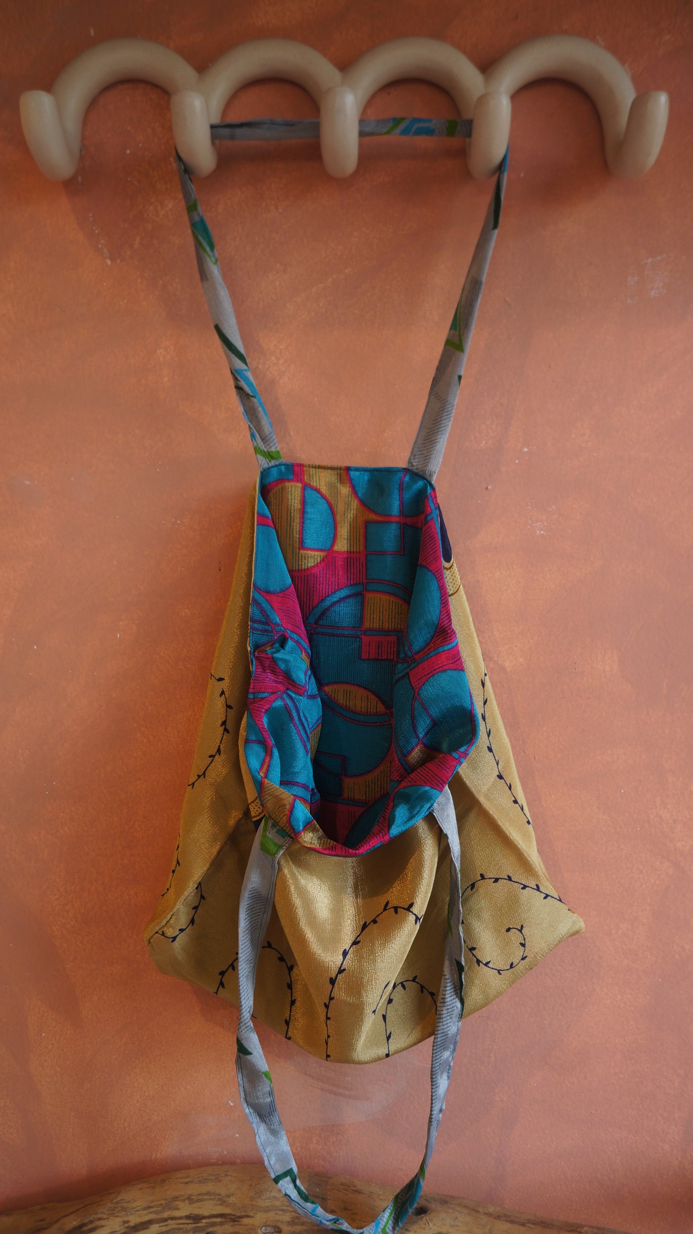 Chiquito Silk Bag - Brown and Blue Orange (CH2439)