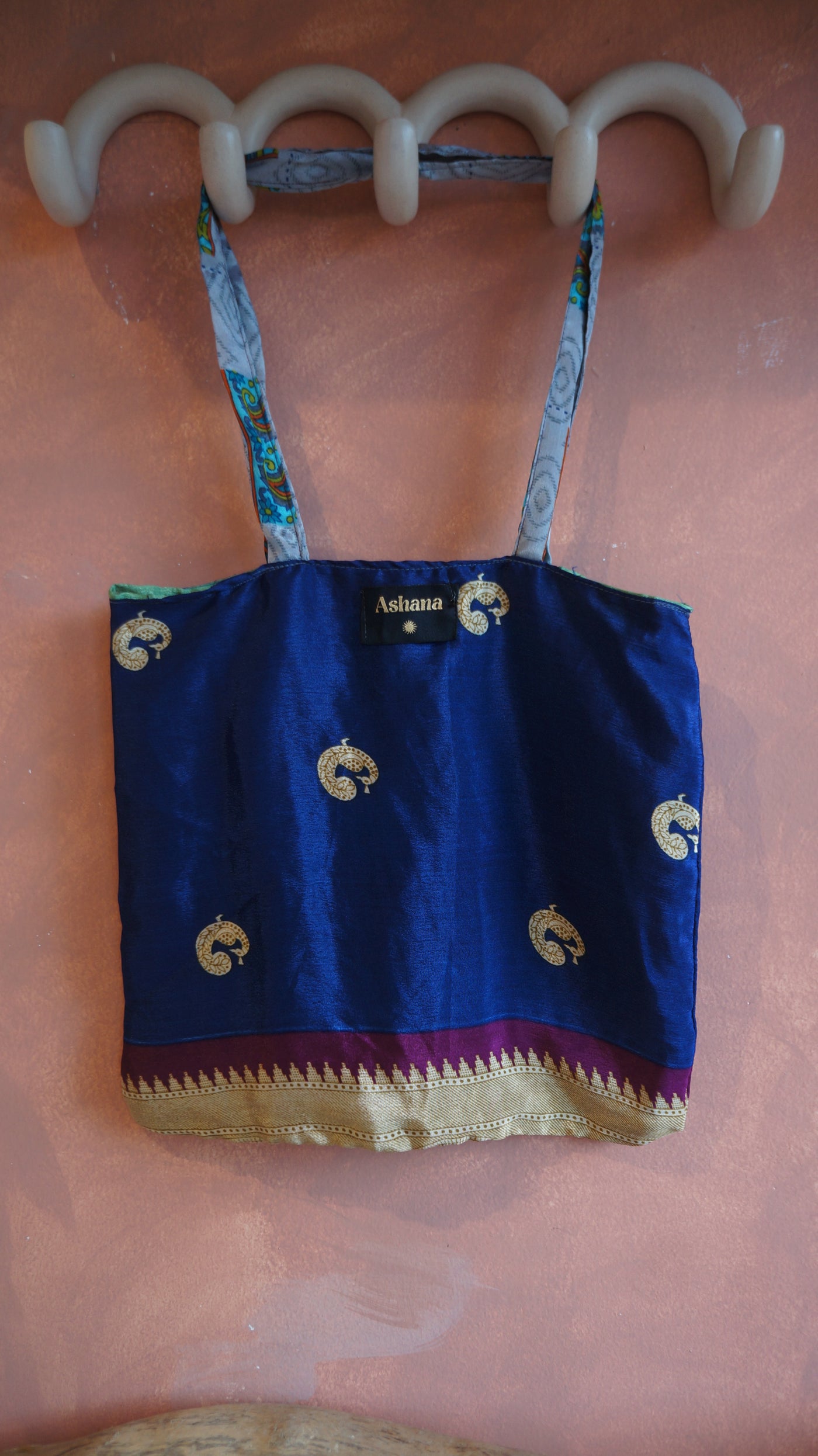 Chiquito Silk Bag - Dark Blue and Light Green (CH2441)