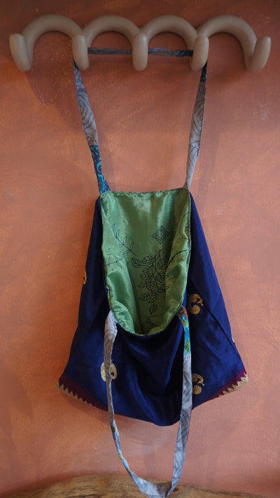 Chiquito Silk Bag - Dark Blue and Light Green (CH2441)