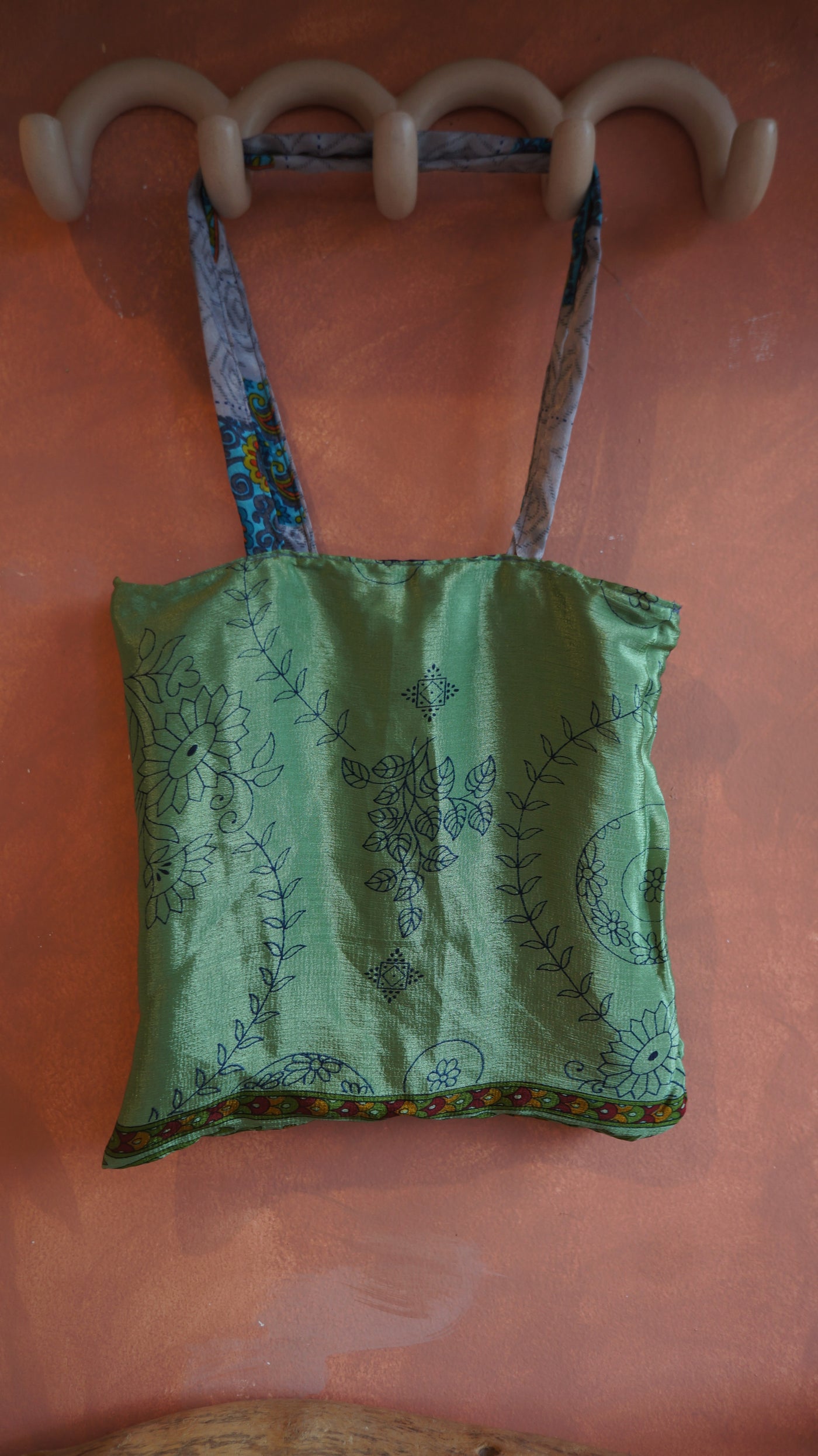 Chiquito Silk Bag - Dark Blue and Light Green (CH2441)