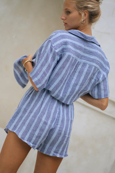 Saba Linen Shirt - Blue Stripes