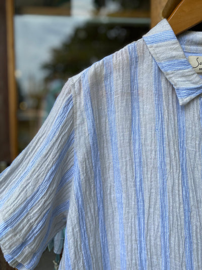 Leo Linen Shirt for Men - Clay Stripes