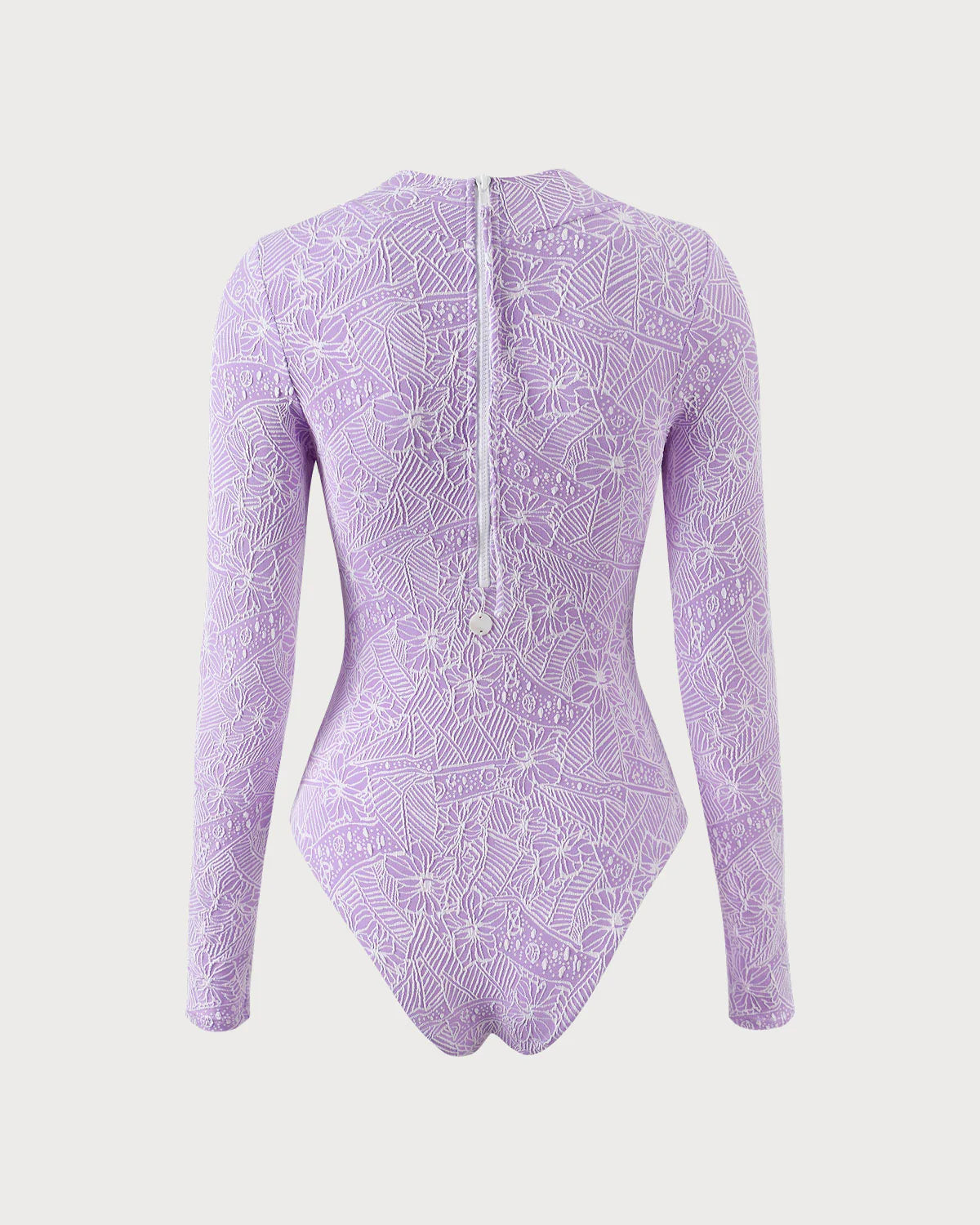Waves Swimwear - Lavender Knitted Floral Long Sleeve One Piece