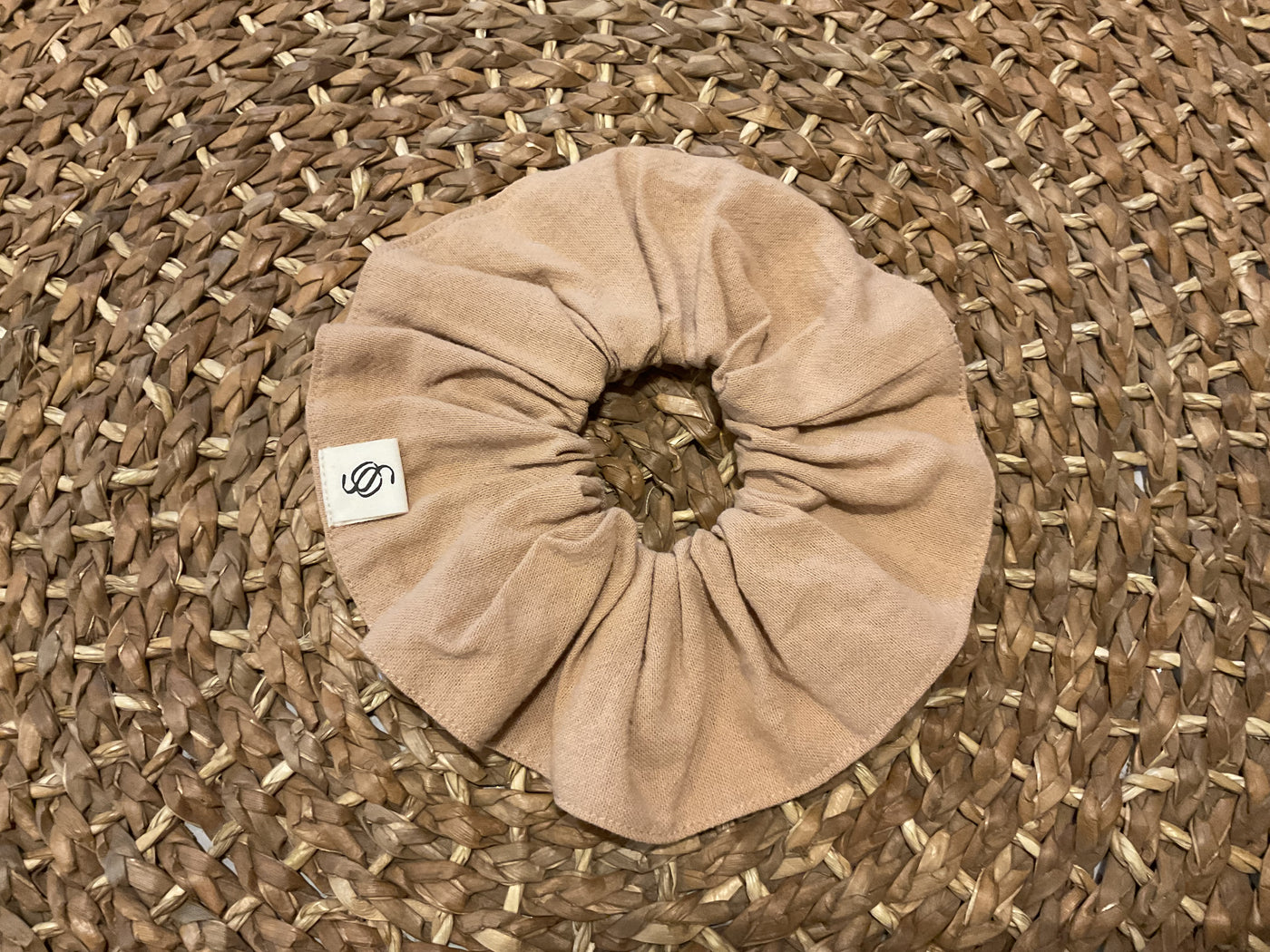 Sable Jumbo Linen-Cotton Scrunchie