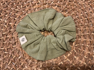 Sable Jumbo Linen-Cotton Scrunchie