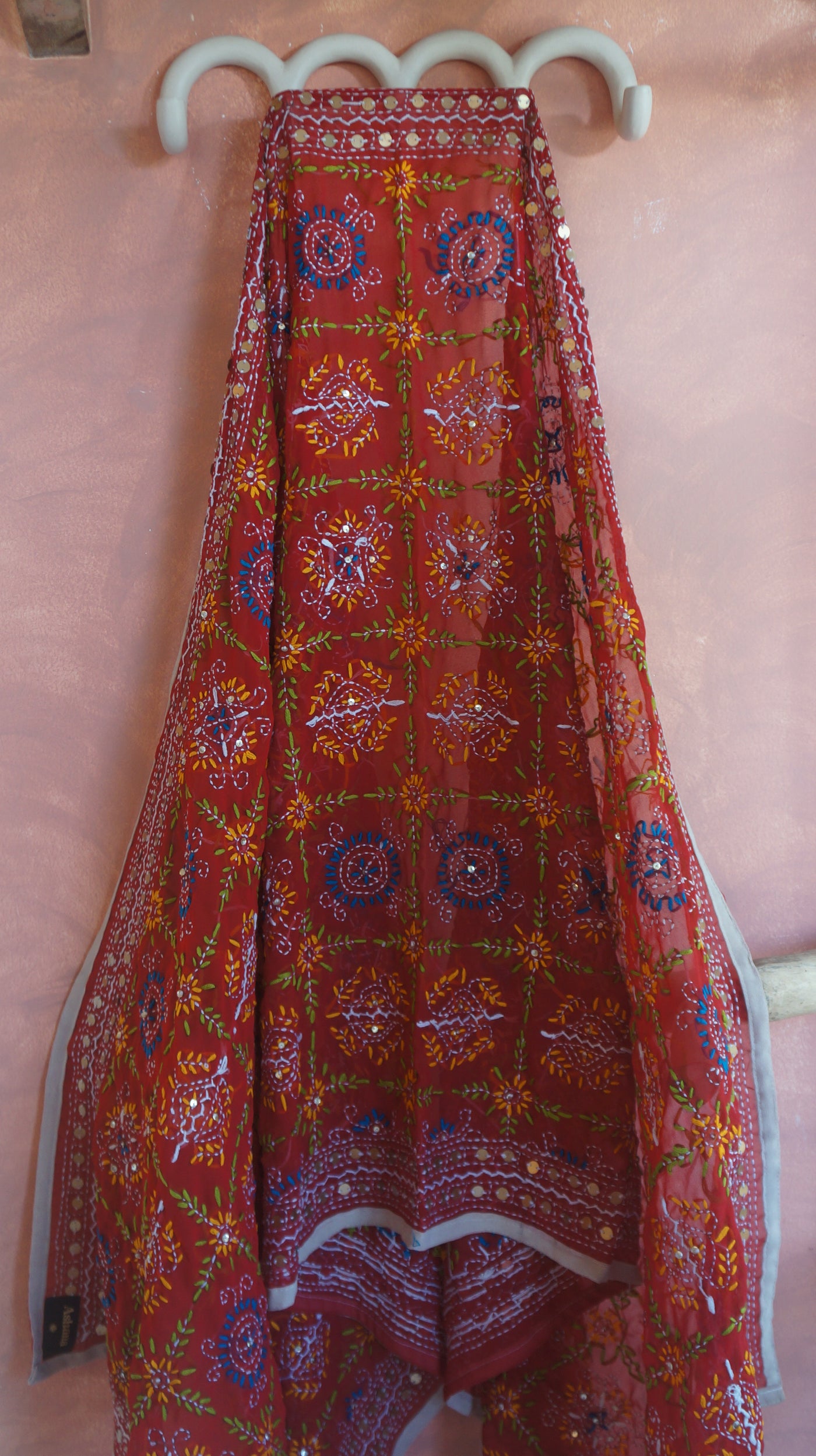 Embroidered Pareo -  Red spring (AP152)
