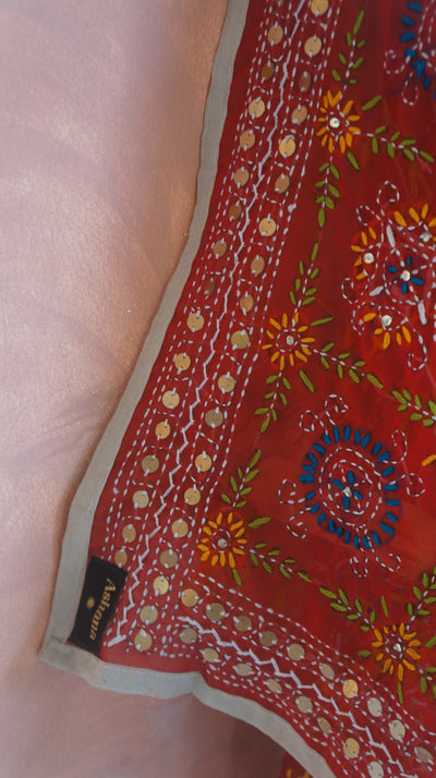 Embroidered Pareo -  Red spring (AP152)