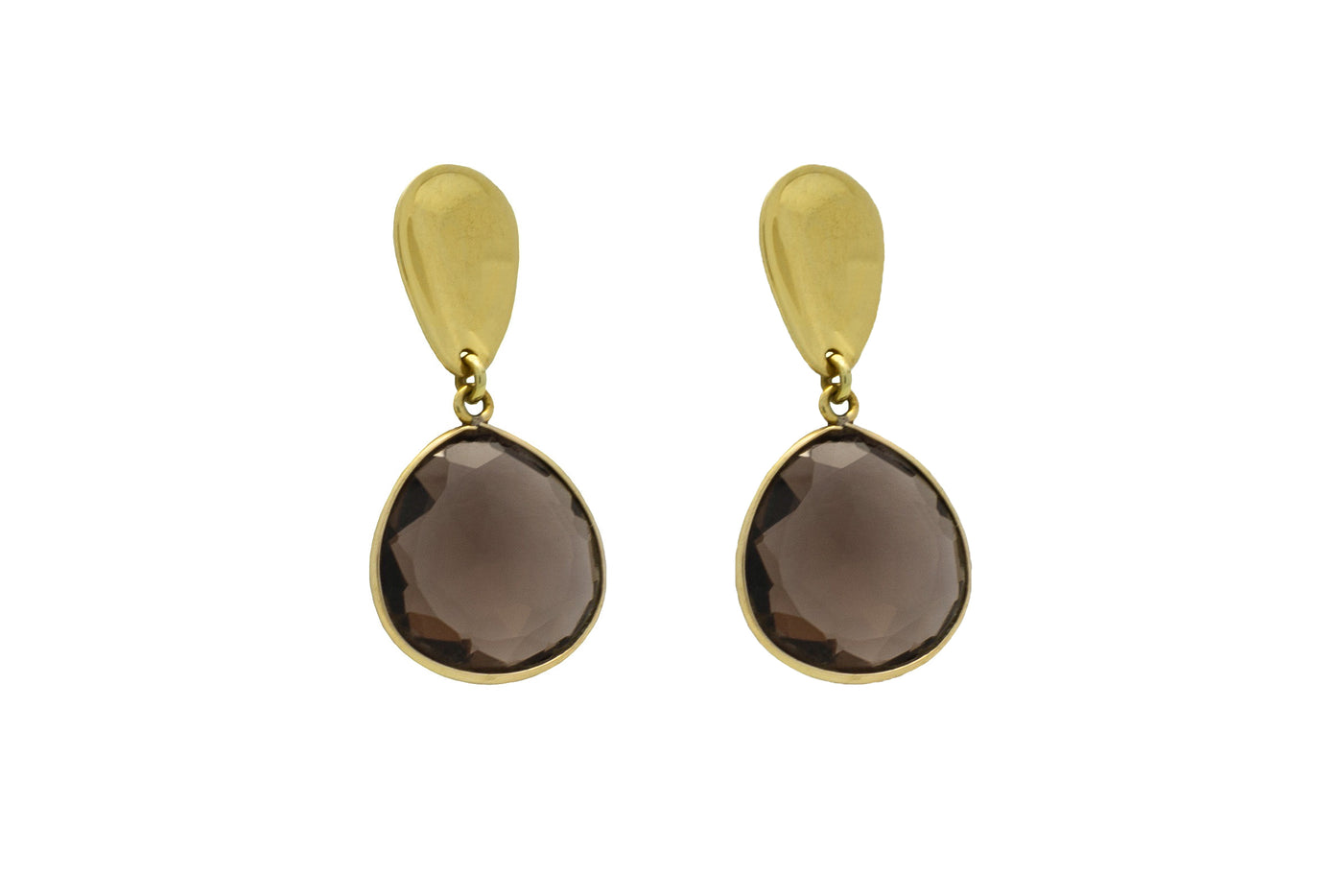 Golden Monstera - Earring Binsi / Smokey Quartz (brown)