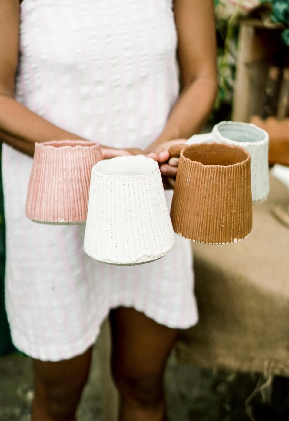 Mia Casal Handmade Ceramic Mug - Light Blue & Pink