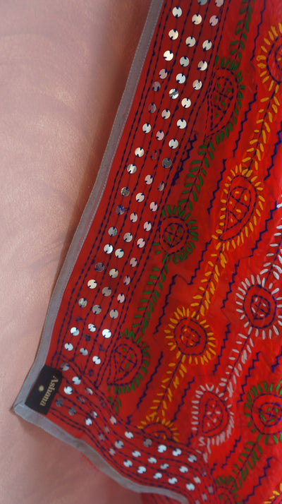 Embroidered Pareo - Red Sunset (AP130)