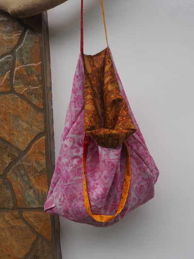 Big Reversible Silk Bag - Rouille & Pink